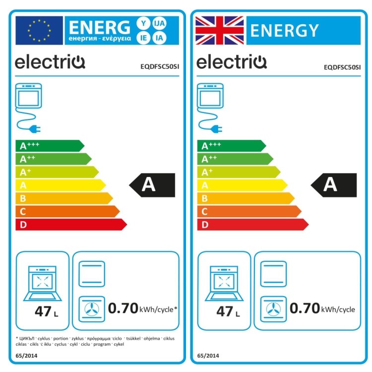 electriQ 50cm Dual Fuel Cooker - Silver