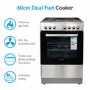 GRADE A2 - electriQ 60cm Single Oven Dual Fuel Cooker - Stainless Steel
