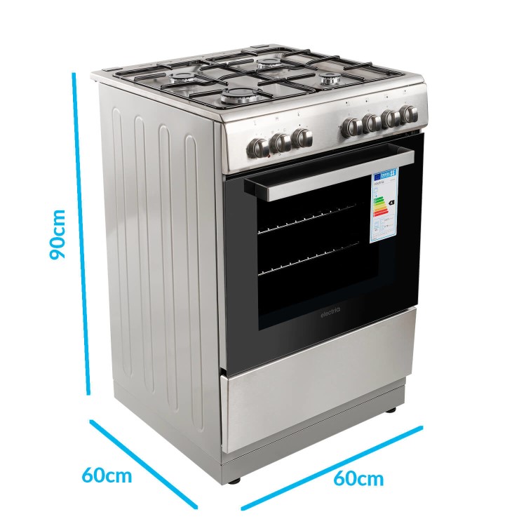 GRADE A2 - electriQ 60cm Single Oven Dual Fuel Cooker - Stainless Steel