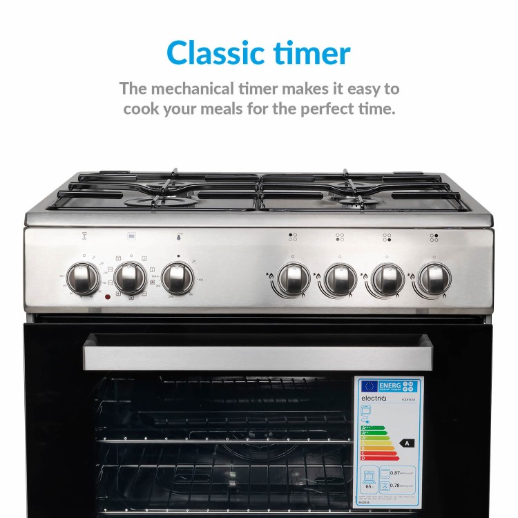 GRADE A2 - electriQ 60cm Single Oven Dual Fuel Cooker - Stainless Steel