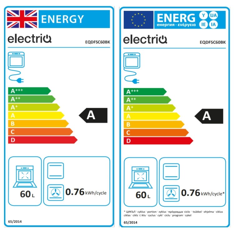 electriQ 60cm Dual Fuel Cooker - Black