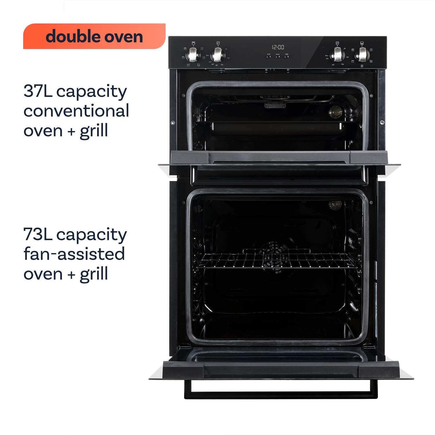 electriQ BuiltIn Electric Double Oven Black electriQ