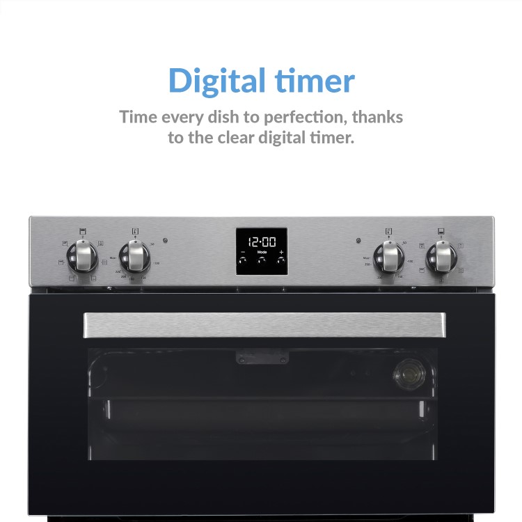 GRADE A3 - electriQ Electric Built In Double Oven - Stainless Steel