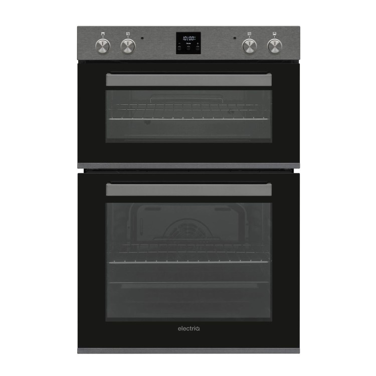 electriQ Built In Electric Double Oven - Dark Grey Steel