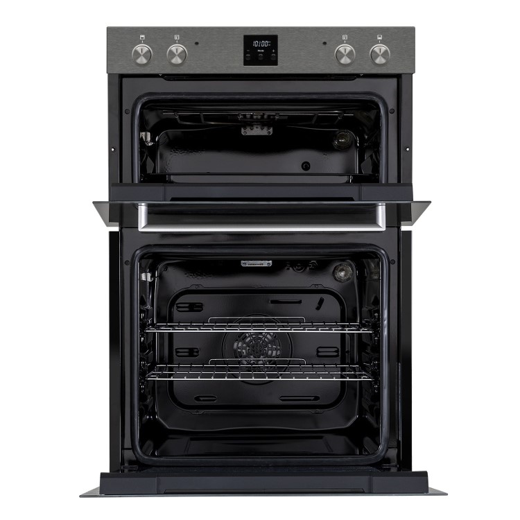 electriQ Built In Electric Double Oven - Dark Grey Steel