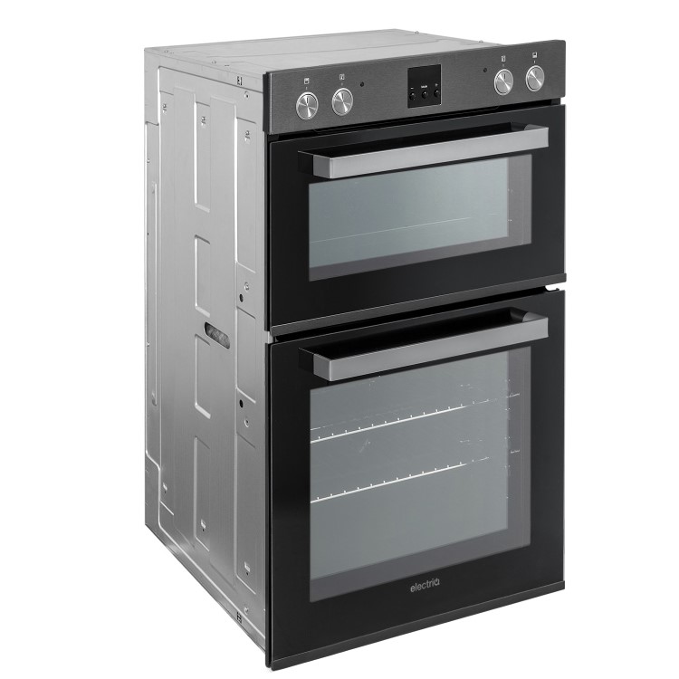 electriQ Built In Electric Double Oven - Dark Grey Steel