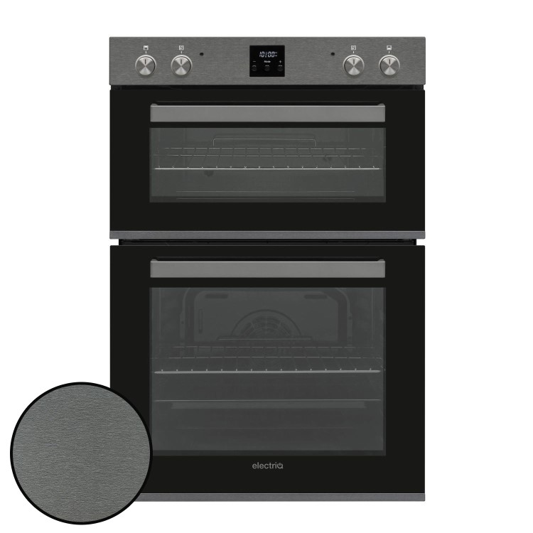 electriQ Built In Electric Double Oven - Dark Grey Steel