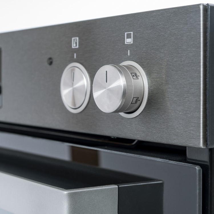 electriQ Built In Electric Double Oven - Dark Grey Steel