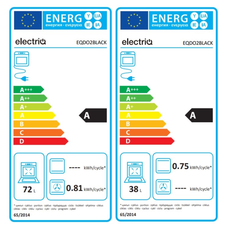 electriQ Built-In Electric Double Oven - Black