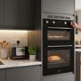 GRADE A2 - electriQ Built-In Electric Double Oven - Black