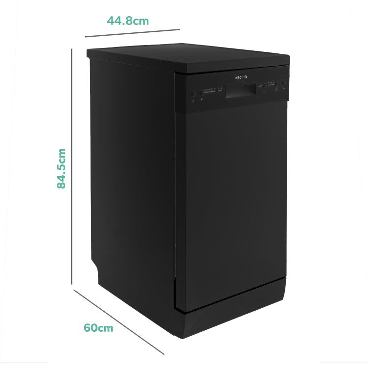 Refurbished electriQ EQDW45BLACK 10 Place Freestanding Slimline Dishwasher Black