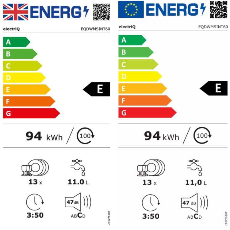 electriQ Semi-Integrated Dishwasher - Stainless Steel Control Panel