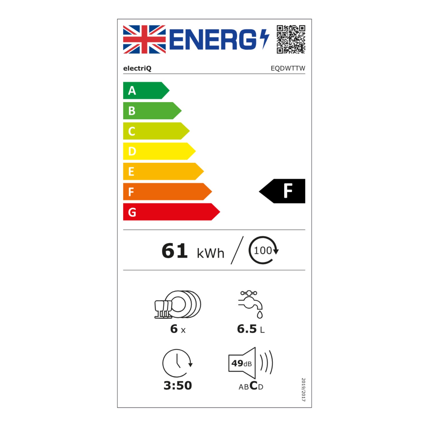 GRADE A1 electriQ 6 Place Freestanding Compact Table Top Dishwasher