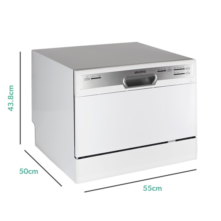 GRADE A3 - electriQ 6 Place Settings Table Top Integrated Dishwasher - White