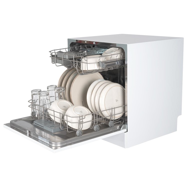 Refurbished electriQ EQDWTTXL XL Mini Table Top 8 Place Dishwasher White