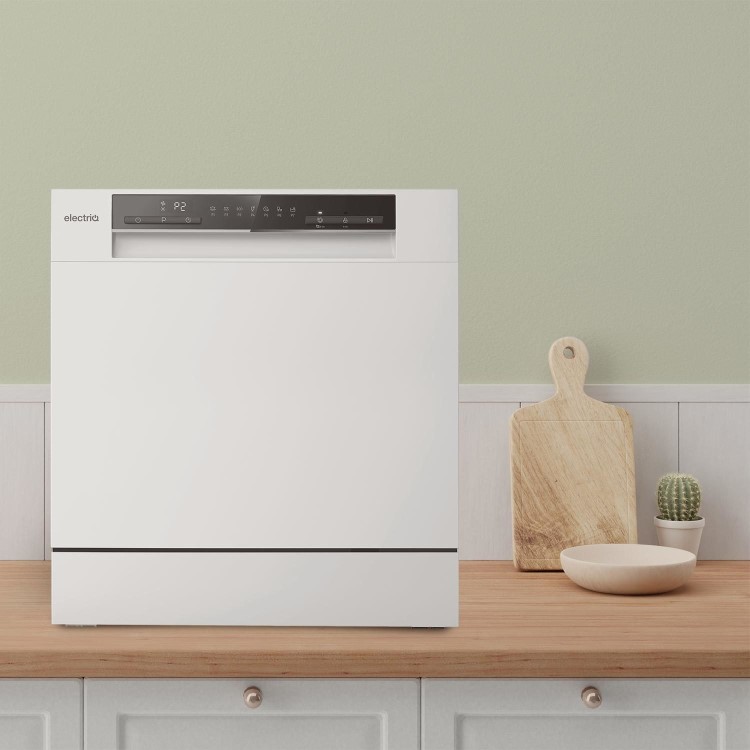Refurbished electriQ EQDWTTXL XL Mini Table Top 8 Place Dishwasher White
