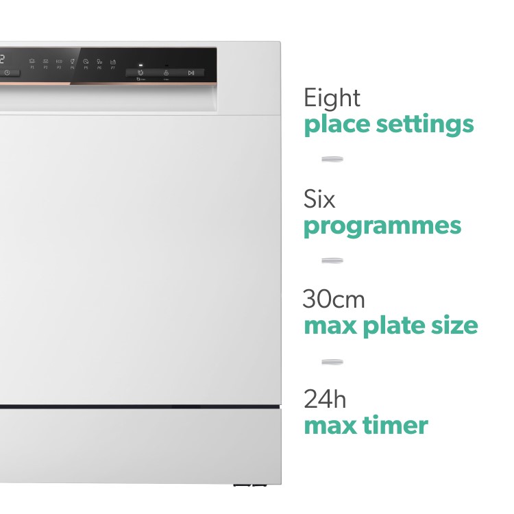 Refurbished electriQ EQDWTTXL 8 Place Table Top Dishwasher White