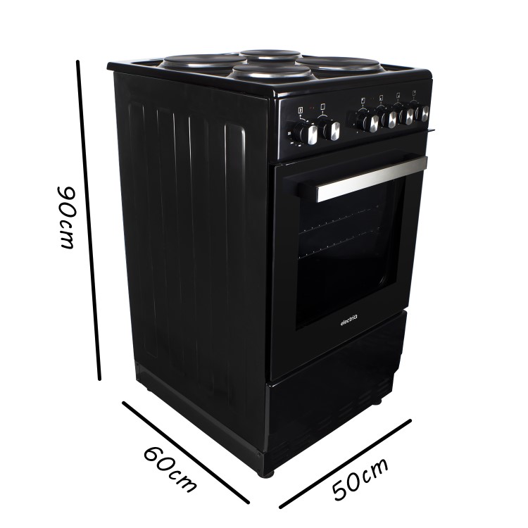 GRADE A3 - electriQ 50cm Electric Cooker with Single Oven and Solid Hotplate - Black