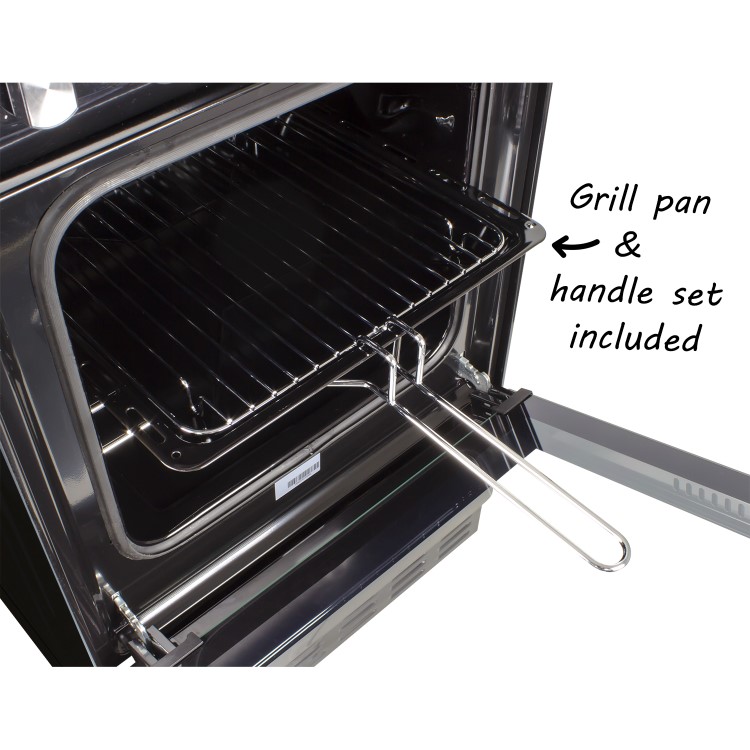 GRADE A3 - electriQ 50cm Electric Cooker with Single Oven and Solid Hotplate - Black