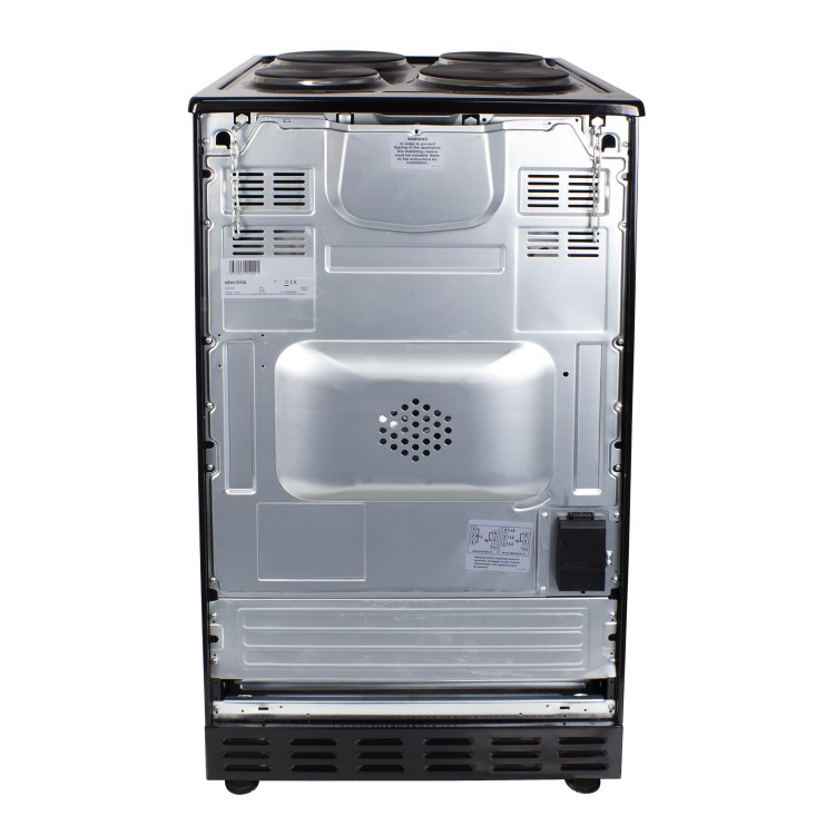 GRADE A3 - electriQ 50cm Electric Cooker with Single Oven and Solid Hotplate - Black