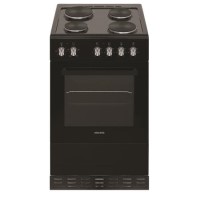 GRADE A3 - electriQ 50cm Electric Cooker with Single Oven and Solid Hotplate - Black