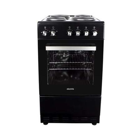 GRADE A2 - electriQ 50cm Electric Cooker with Single Oven and Solid Hotplate - Black
