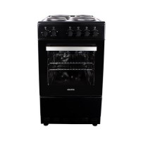 GRADE A2 - electriQ 50cm Electric Cooker with Single Oven and Solid Hotplate - Black