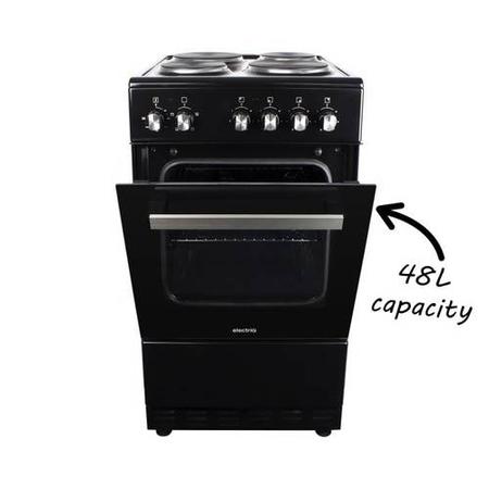 GRADE A2 - electriQ 50cm Electric Cooker with Single Oven and Solid Hotplate - Black