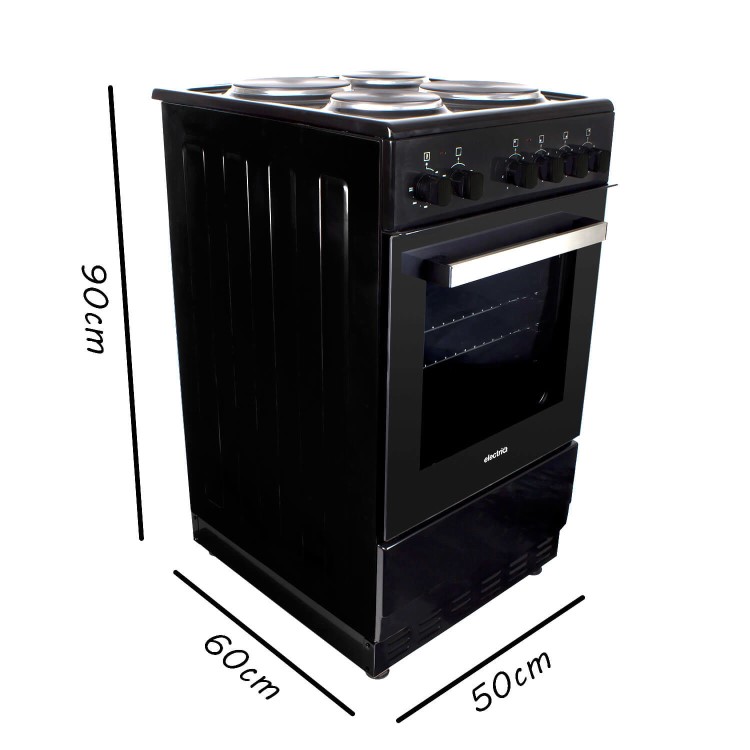 GRADE A2 - electriQ 50cm Electric Cooker with Single Oven and Solid Hotplate - Black