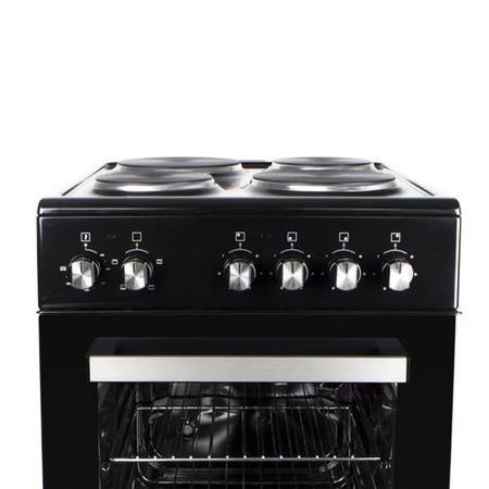 GRADE A2 - electriQ 50cm Electric Cooker with Single Oven and Solid Hotplate - Black