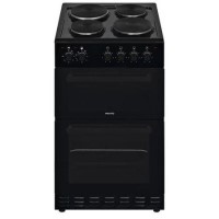 GRADE A3 - electriQ 50cm Electric Cooker with Twin Cavity and Solid Hotplate in Black