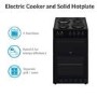 GRADE A3 - electriQ 50cm Electric Cooker with Twin Cavity and Solid Hotplate in Black