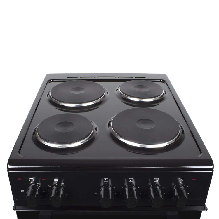 GRADE A3 - electriQ 50cm Electric Cooker with Twin Cavity and Solid Hotplate in Black