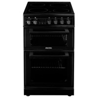 Refurbished electriQ EQEC50B3 50cm Double Cavity Electric Cooker with Ceramic Hob Black
