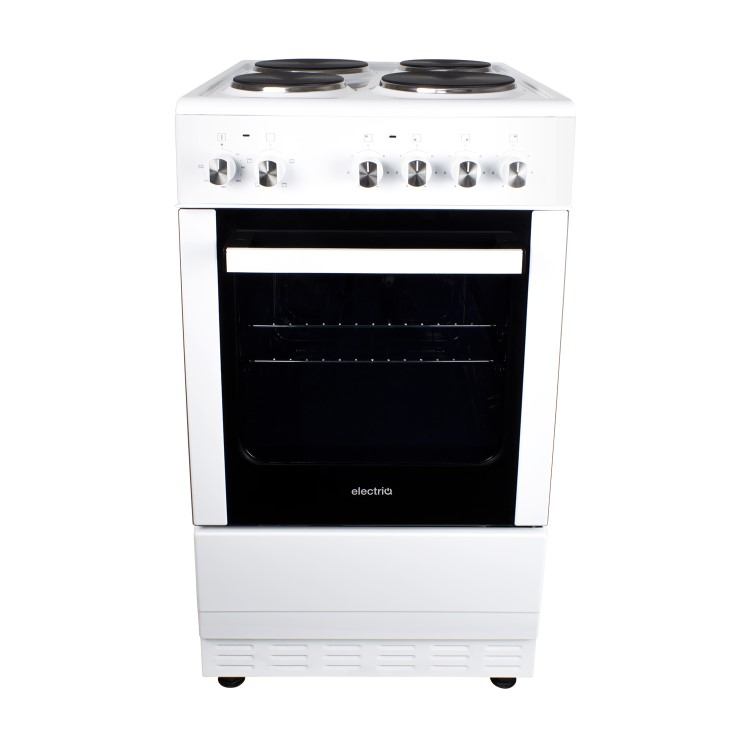 GRADE A3 - electriQ 50cm Electric Cooker with Single Oven and Solid Hotplate in White