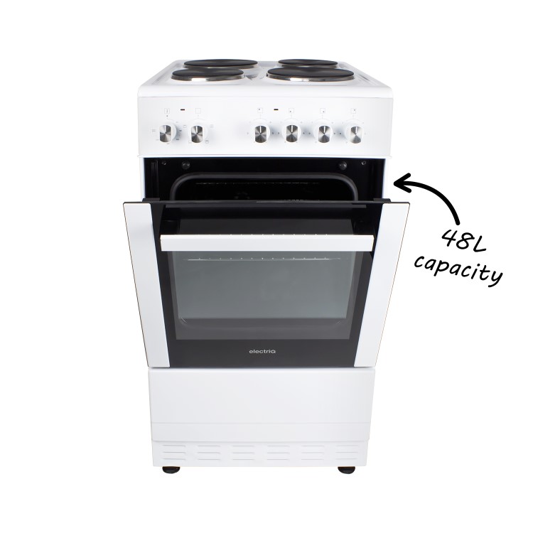 GRADE A3 - electriQ 50cm Electric Cooker with Single Oven and Solid Hotplate in White