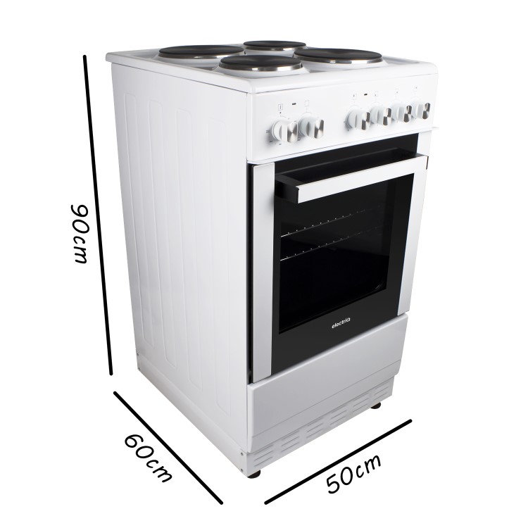 GRADE A3 - electriQ 50cm Electric Cooker with Single Oven and Solid Hotplate in White