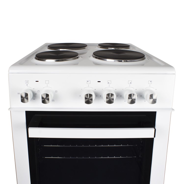 GRADE A3 - electriQ 50cm Electric Cooker with Single Oven and Solid Hotplate in White