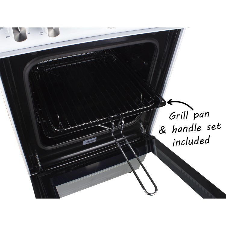 GRADE A3 - electriQ 50cm Electric Cooker with Single Oven and Solid Hotplate in White