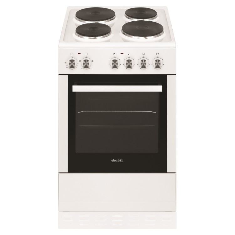 GRADE A3 - electriQ 50cm Electric Cooker with Single Oven and Solid Hotplate in White