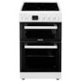 Refurbished electriQ EQEC50W3 50cm Double Cavity Electric Cooker with Ceramic Hob White