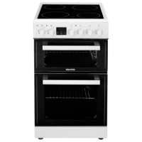 Refurbished electriQ EQEC50W3 50cm Double Cavity Electric Cooker with Ceramic Hob White