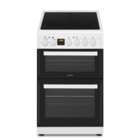 Refurbished electriQ EQEC50W3 50cm Double Cavity Electric Cooker with Ceramic Hob White