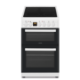 Refurbished electriQ EQEC50W3 50cm Double Cavity Electric Cooker with Ceramic Hob White