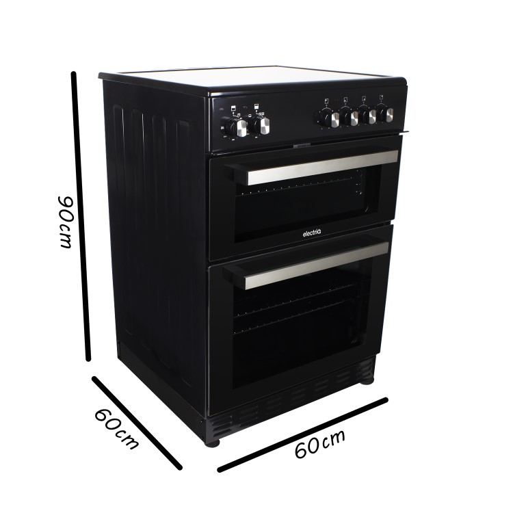 GRADE A3 - electriQ 60cm Electric Cooker with Twin Cavity and Ceramic Hob in Black