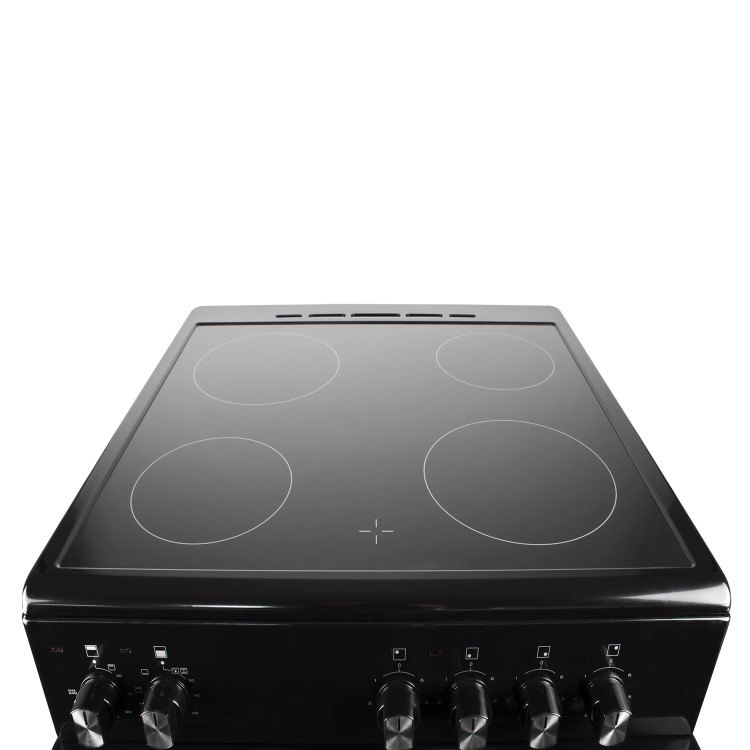 GRADE A3 - electriQ 60cm Electric Cooker with Twin Cavity and Ceramic Hob in Black