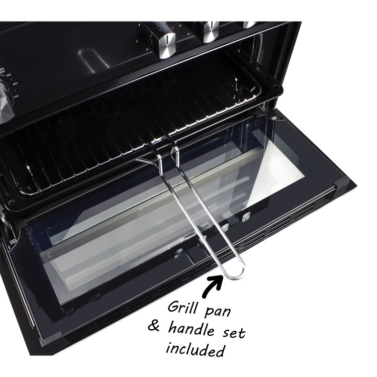 GRADE A3 - electriQ 60cm Electric Cooker with Twin Cavity and Ceramic Hob in Black