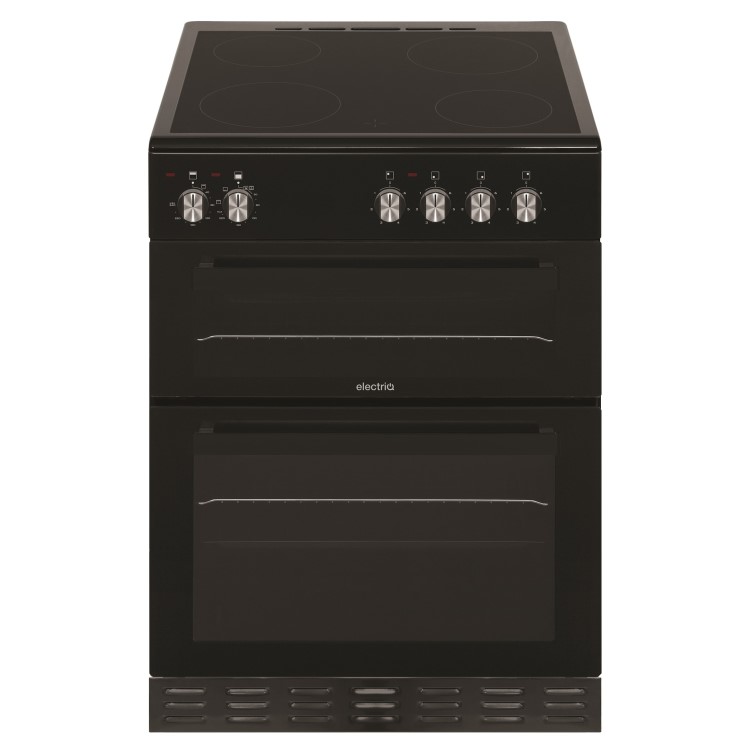 GRADE A3 - electriQ 60cm Electric Cooker with Twin Cavity and Ceramic Hob in Black
