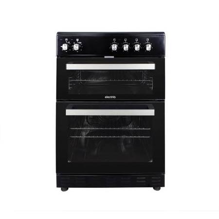 GRADE A2 - electriQ 60cm Electric Cooker with Twin Cavity and Ceramic Hob in Black