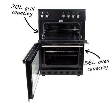 GRADE A2 - electriQ 60cm Electric Cooker with Twin Cavity and Ceramic Hob in Black